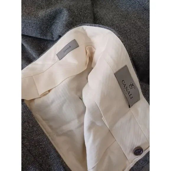 Canali Tessuto Stretch Pants Gray 34x31 Wool Silk Elastane Classic Preppy Italy - Picture 9 of 14
